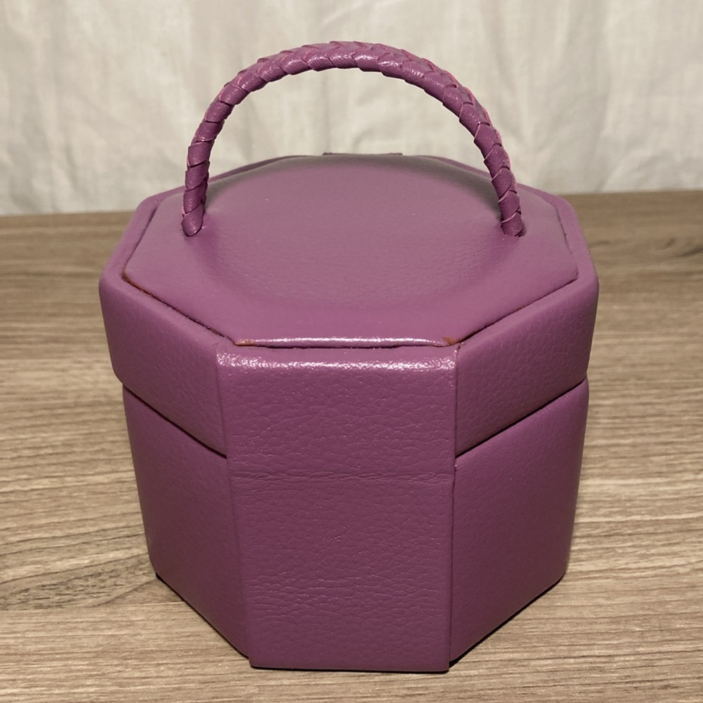 Guang Tong leather jewelry box Purple Hexagonal New no box - Picture 4 of 16